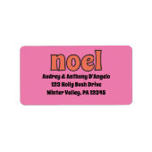 レトロ1970sノールピンクオレンジ差出人住所 ラベル (正面)