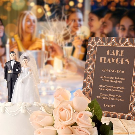 レトロ1970sパターン |ケーキの味結婚の 台座サイン