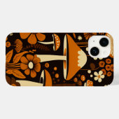 レトロ1970sブラウン&オレンジのキノコと花 Case-Mate iPhoneケース (裏面 (横))