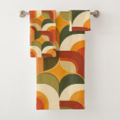 レトロ1970s Vibeジオメトリックハート バスタオルセット (インサイチュ)