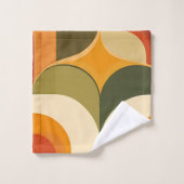 レトロ1970s Vibeジオメトリックハート バスタオルセット (ウォッシュタオル)