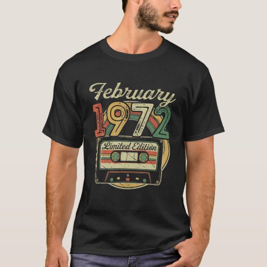 レトロ1972年2月カセットテープ50th誕生日De Tシャツ (正面)