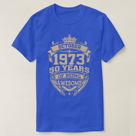レトロ1973年10月50歳素晴らし続 Tシャツ (デザイン正面)