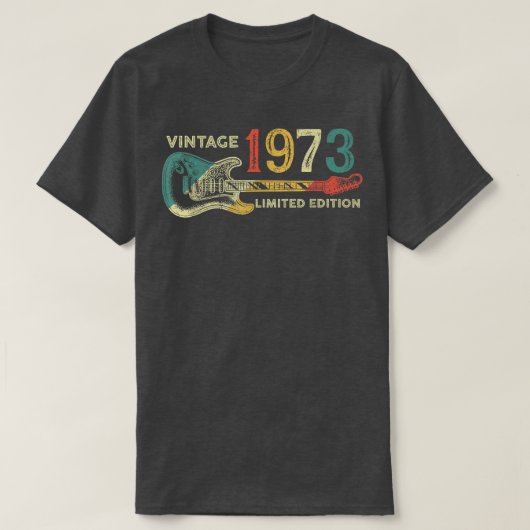 レトロ1973誕生日ギフト男性へギタープレーヤー49t tシャツ (デザイン正面)