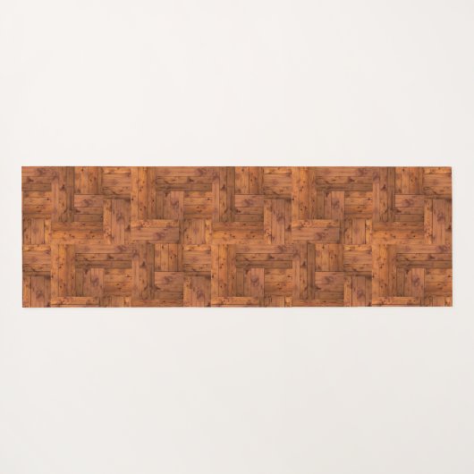 レトロ1975の確実な木製の寄木細工の床パターン ヨガマット (裏面(横))