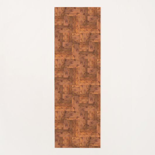 レトロ1975の確実な木製の寄木細工の床パターン ヨガマット (正面)