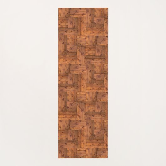 レトロ1975の確実な木製の寄木細工の床パターン ヨガマット (裏面)