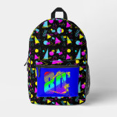 レトロ1980のテープカラフル形状 プリントバックパック (正面)