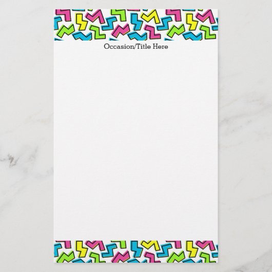 レトロ1980年クールのかわいい80年代のメンフィ 便箋 (正面)