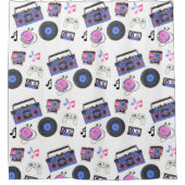 レトロ1980年代の音楽ノスタルジック シャワーカーテン (正面)