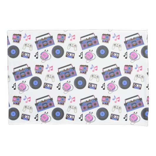 レトロ1980年代の音楽ノスタルジック 枕カバー (正面)