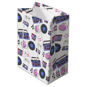 レトロ1980年代の音楽誕生日 ミディアムペーパーバッグ (正面アングル)