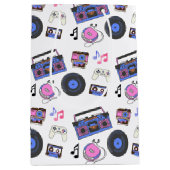 レトロ1980年代の音楽誕生日 ミディアムペーパーバッグ (正面)