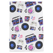 レトロ1980年代の音楽誕生日 ミディアムペーパーバッグ (裏面)