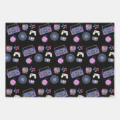 レトロ1980年代の音楽誕生日 ラッピングペーパーシート (正面3)