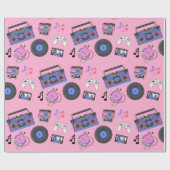 レトロ1980年代の音楽誕生日 ラッピングペーパー (フラット)