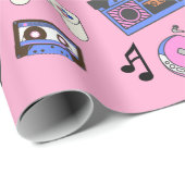 レトロ1980年代の音楽誕生日 ラッピングペーパー (ロールコーナー)