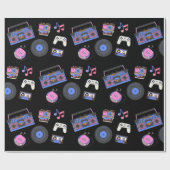 レトロ1980年代の音楽誕生日 ラッピングペーパー (フラット)