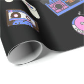 レトロ1980年代の音楽誕生日 ラッピングペーパー (ロールコーナー)