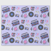 レトロ1980年代の音楽誕生日 ラッピングペーパー (フラット)