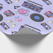 レトロ1980年代の音楽誕生日 ラッピングペーパー (角)