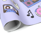 レトロ1980年代の音楽誕生日 ラッピングペーパー (ロールコーナー)