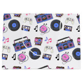 レトロ1980年代の音楽誕生日 ラージペーパーバッグ (正面)