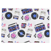 レトロ1980年代の音楽誕生日 ラージペーパーバッグ (裏面)