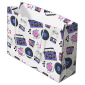 レトロ1980年代の音楽誕生日 ラージペーパーバッグ (正面アングル)