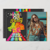 レトロ1980年代誕生日80年代パーティー写真 招待状 (正面/裏面)