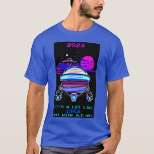 レトロ1980sシンウェーブA.I.アートノベルティアーケード Tシャツ