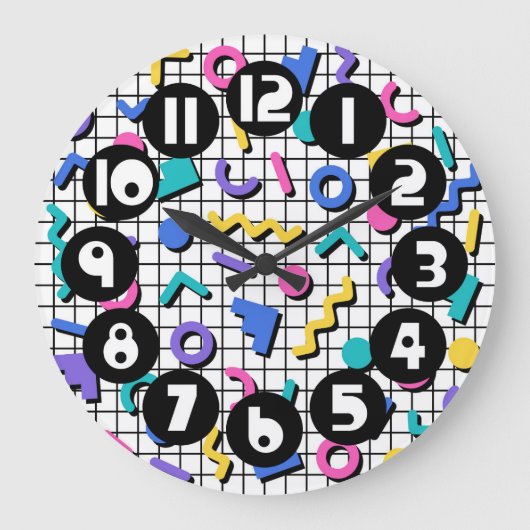 レトロ1980s/1990sメンフィススタイル ラージ壁時計 (正面)