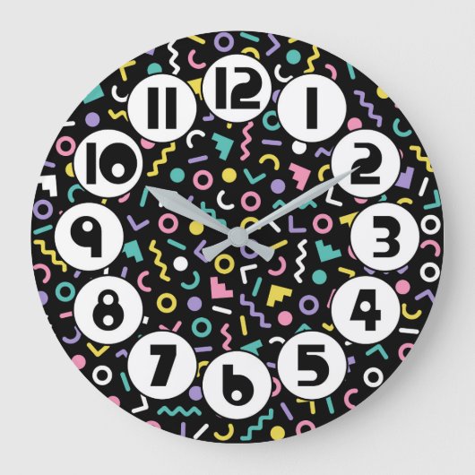 レトロ1980s/1990sメンフィススタイル ラージ壁時計 (正面)