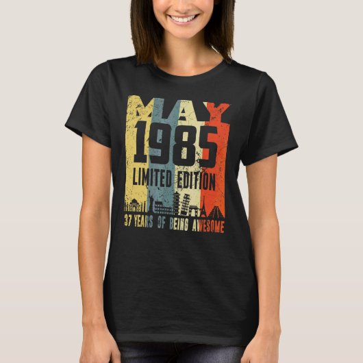 レトロ1985年5月37日誕生日 Tシャツ (正面)