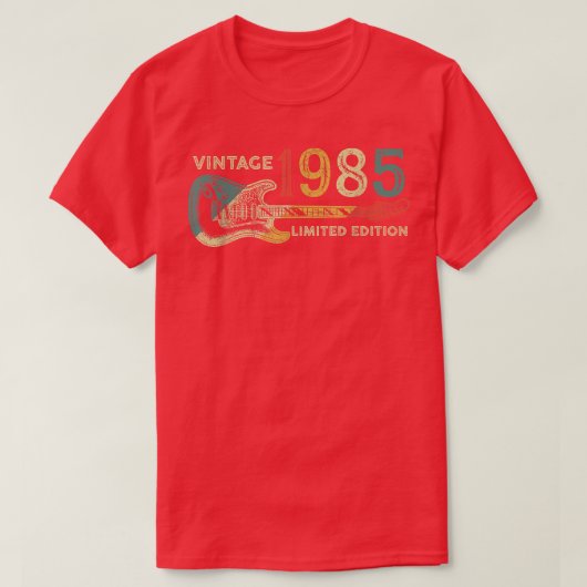 レトロ1985誕生日ギフト男性へギタープレーヤー37t tシャツ (デザイン正面)