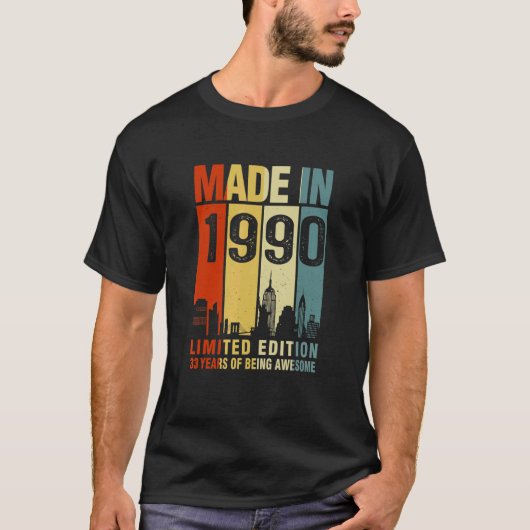 レトロ1990年に作られた33年素晴らし間 Tシャツ (正面)