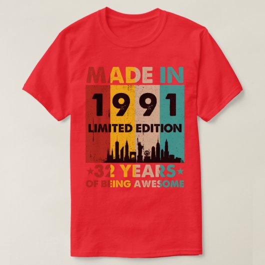 レトロ1991年限定版32年Bei Tシャツ (デザイン正面)