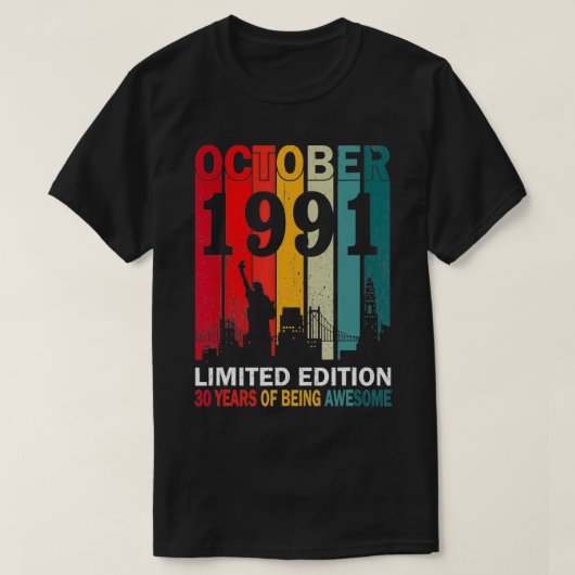 レトロ1991年10月限定版30年Bei Tシャツ (デザイン正面)