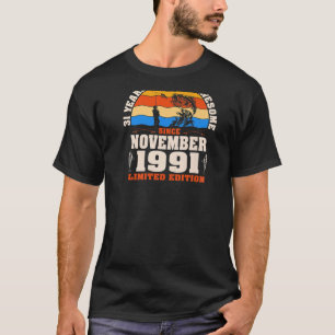 レトロ1991年11月31歳魚釣り恋人31st tシャツ