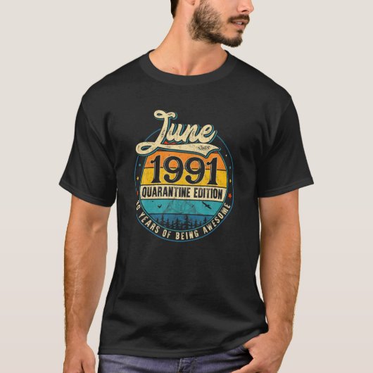 レトロ1991年6月限定版ギフト30th Birthda Tシャツ (正面)