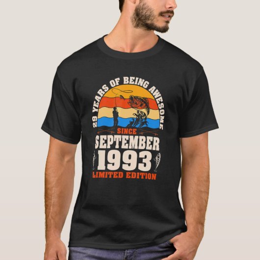 レトロ1993年9月29歳魚釣り29th Bir Tシャツ (正面)