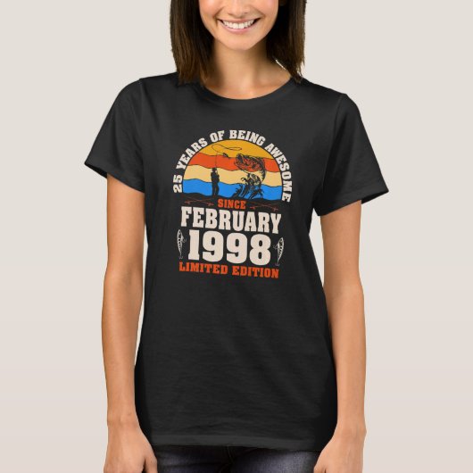 レトロ1998年2月25歳魚釣り25thバート tシャツ (正面)