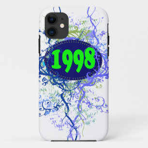 レトロ1998誕生日と以来(紫、黒) iPhone 11 ケース