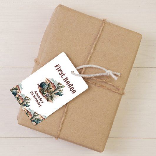 レトロ1stファーストロデオウエスタンサボス誕生日 ギフトタグ