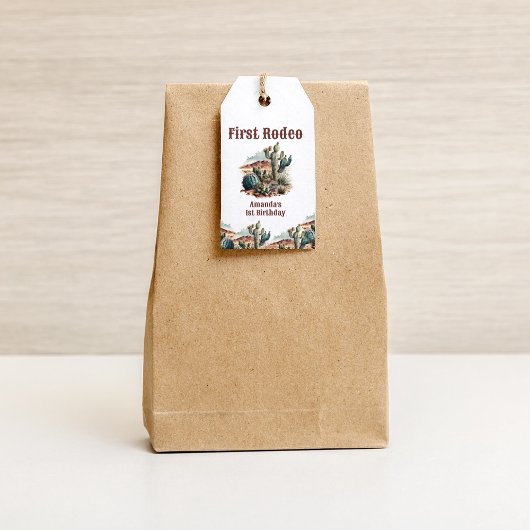 レトロ1stファーストロデオウエスタンサボス誕生日 ギフトタグ