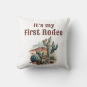レトロ1stファーストロデオウエスタンサボス誕生日 クッション (正面)
