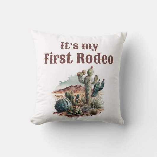 レトロ1stファーストロデオウエスタンサボス誕生日 クッション (正面)