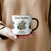 レトロ1stファーストロデオウエスタンサボス誕生日 コーヒーマグカップ
