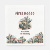 レトロ1stファーストロデオウエスタンサボス誕生日 スタンダードランチョンナプキン (正面)
