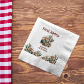 レトロ1stファーストロデオウエスタンサボス誕生日 スタンダードランチョンナプキン